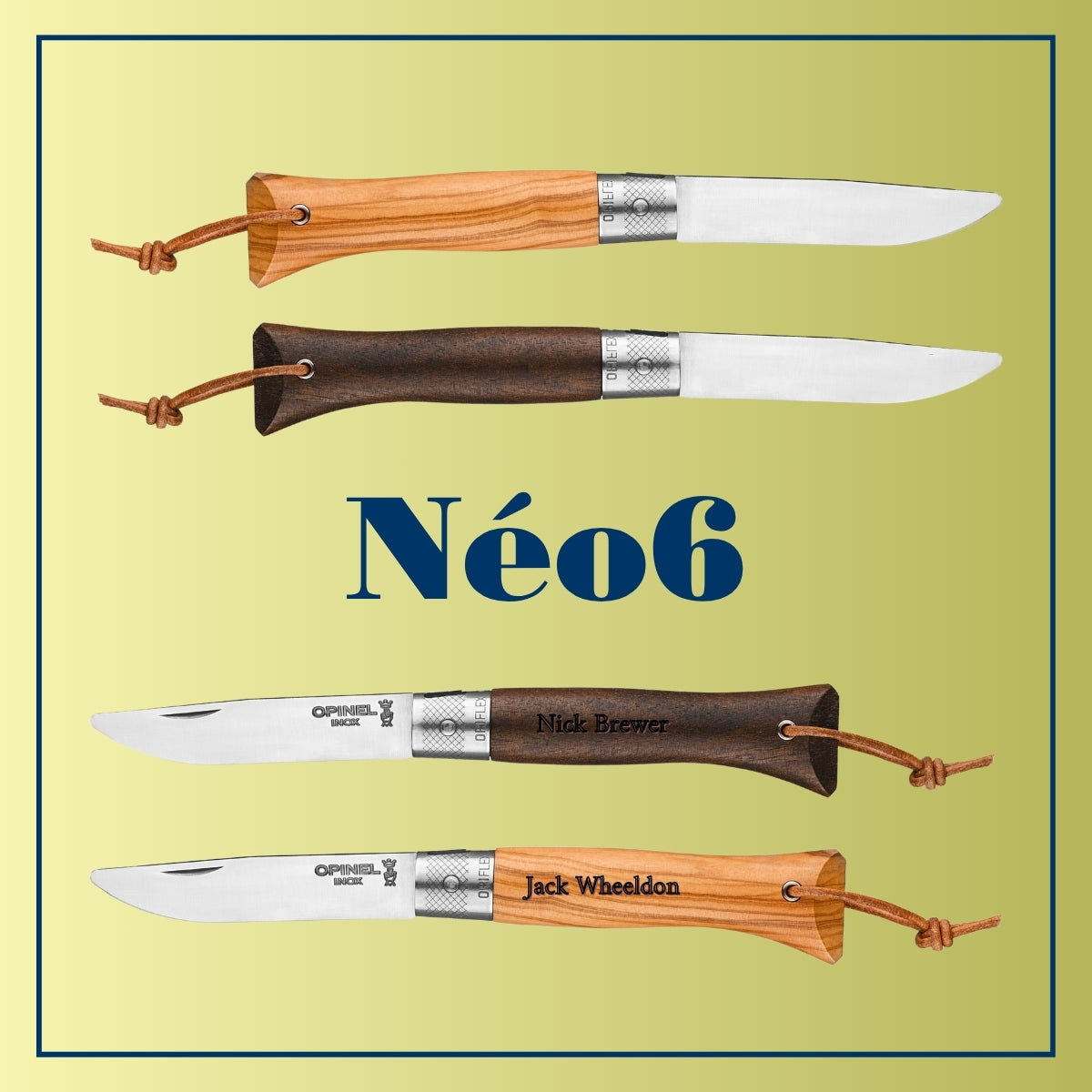 opinel-n-o6-engraved-gift-bundle-set-of-6-everyday-carry-folding-knives-custom-e image 1