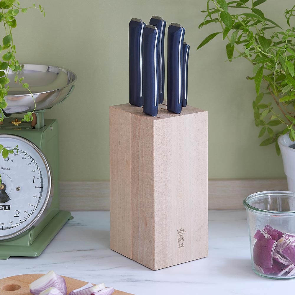 opinel-intempora-5-piece-kitchen-chef-knife-set-with-beech-wood-block-full-tang- image 2