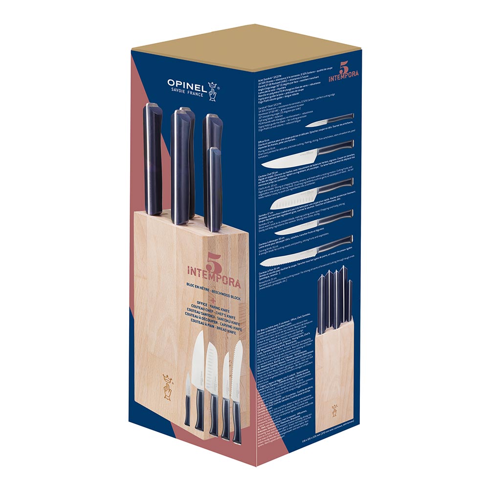 opinel-intempora-5-piece-kitchen-chef-knife-set-with-beech-wood-block-full-tang- image 4