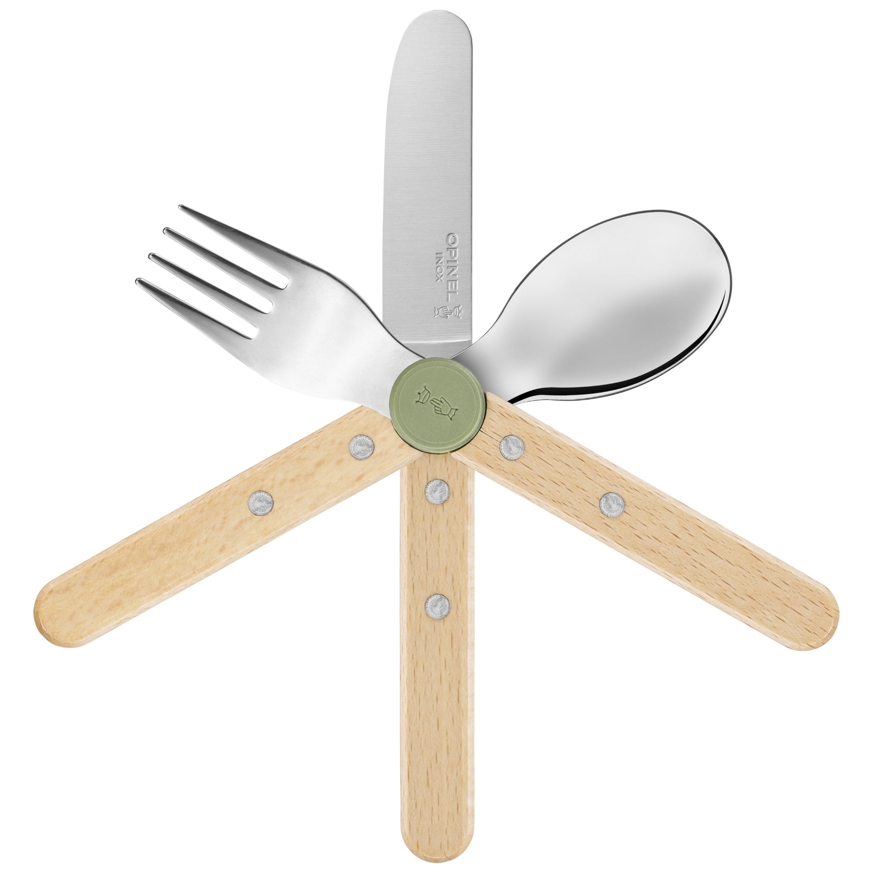 opinel-kids-cutlery-le-petit-gourmet-3-piece-beechwood-knife-fork-spoon-set-for- image 4