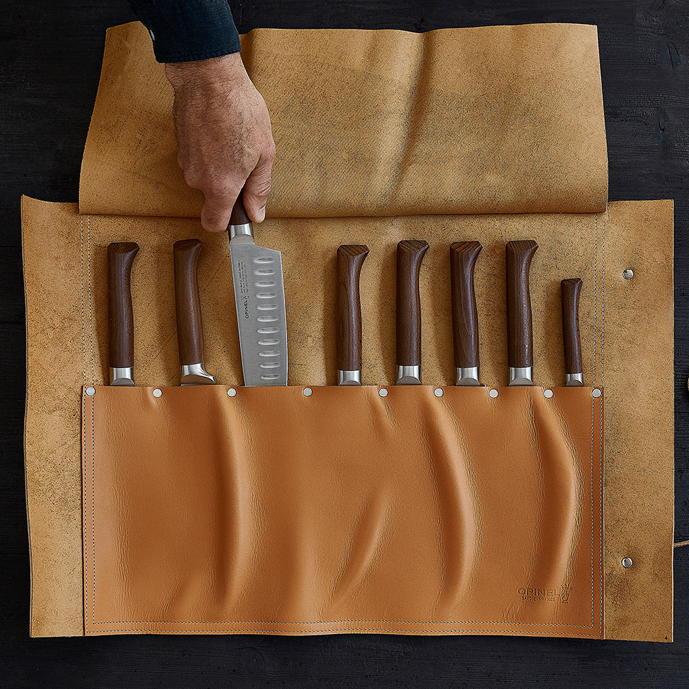 opinel-leather-chef-knife-roll-8-slot-storage-for-kitchen-knives image 2