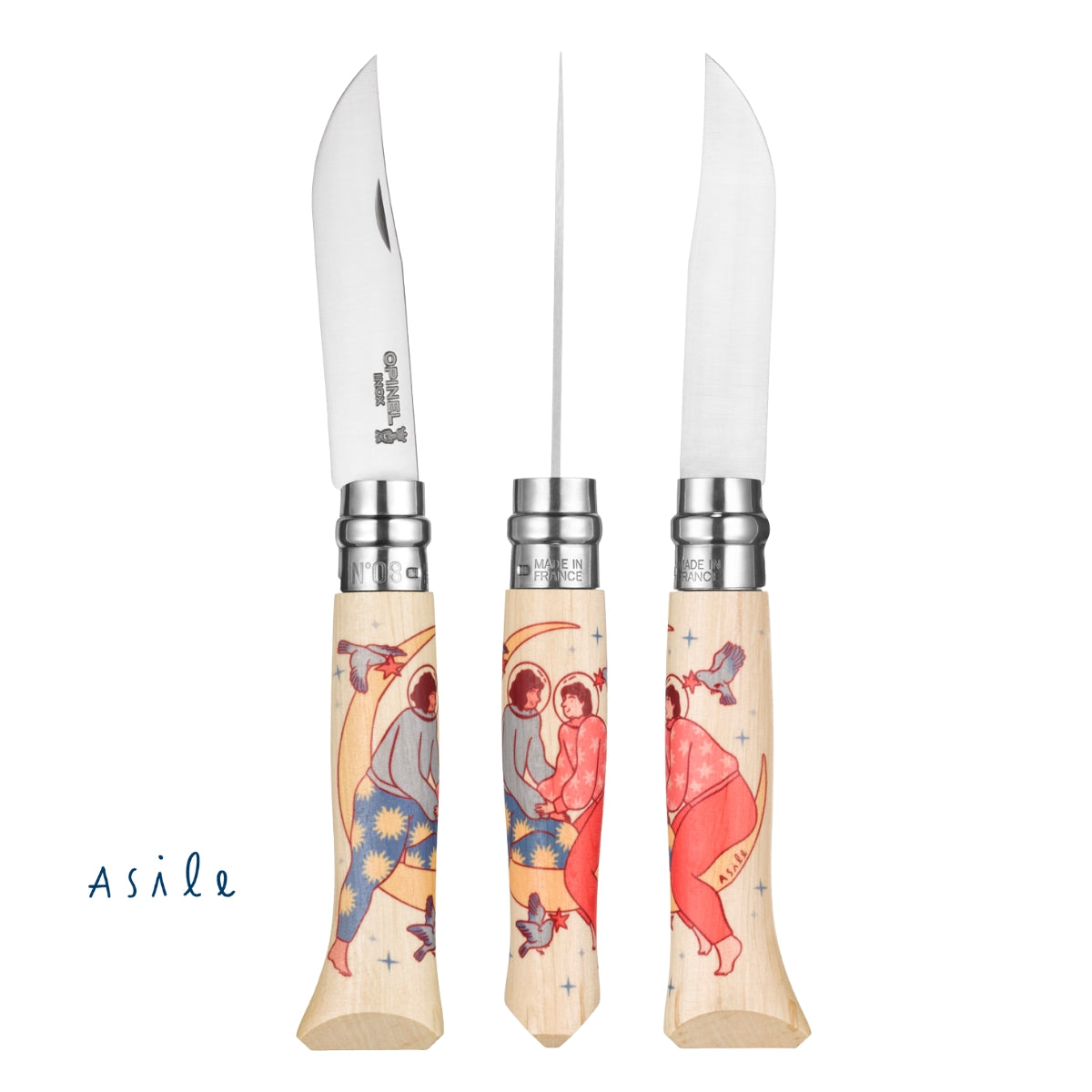 opinel-cosmos-limited-edition-no-08-folding-pocket-knife-with-decorated-beech-wo image 4