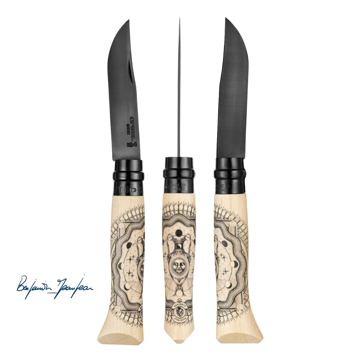opinel-cosmos-limited-edition-no-08-folding-pocket-knife-with-decorated-beech-wo image 7