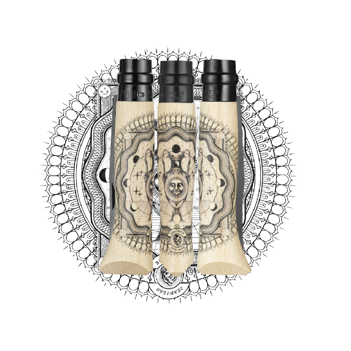 opinel-cosmos-limited-edition-no-08-folding-pocket-knife-with-decorated-beech-wo image 8