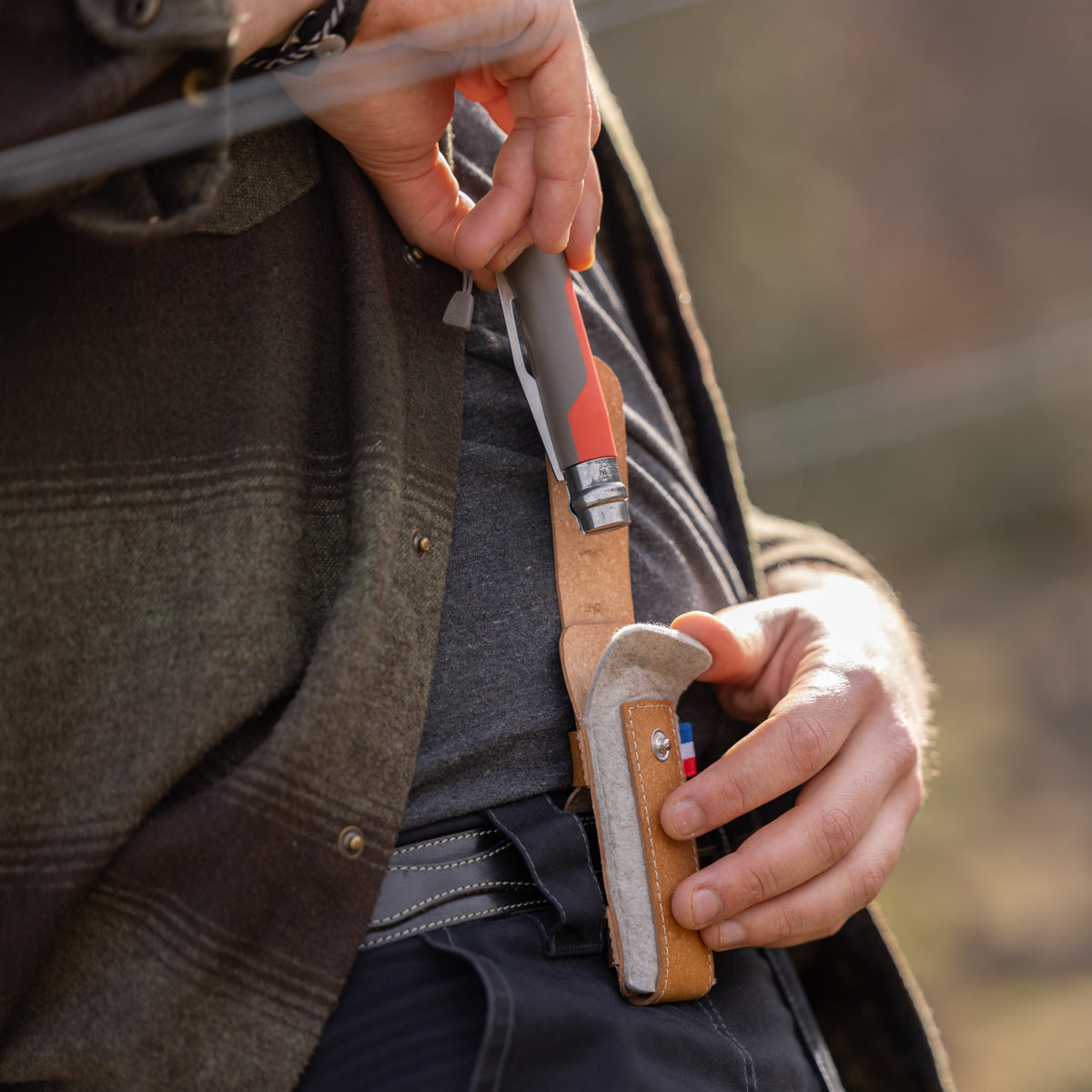 opinel-medium-outdoor-sheath-collection-france-regenerated-leather-knife-sheath image 3