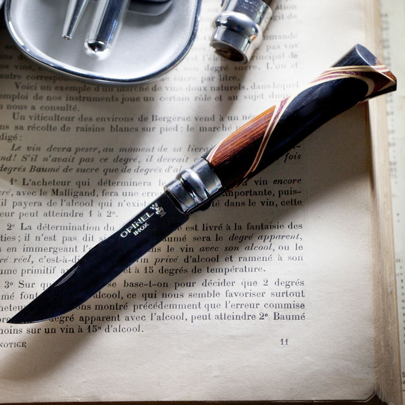 opinel-no-08-bruno-chaperon-stainless-steel-folding-knife-with-handmade-sinusoid image 2
