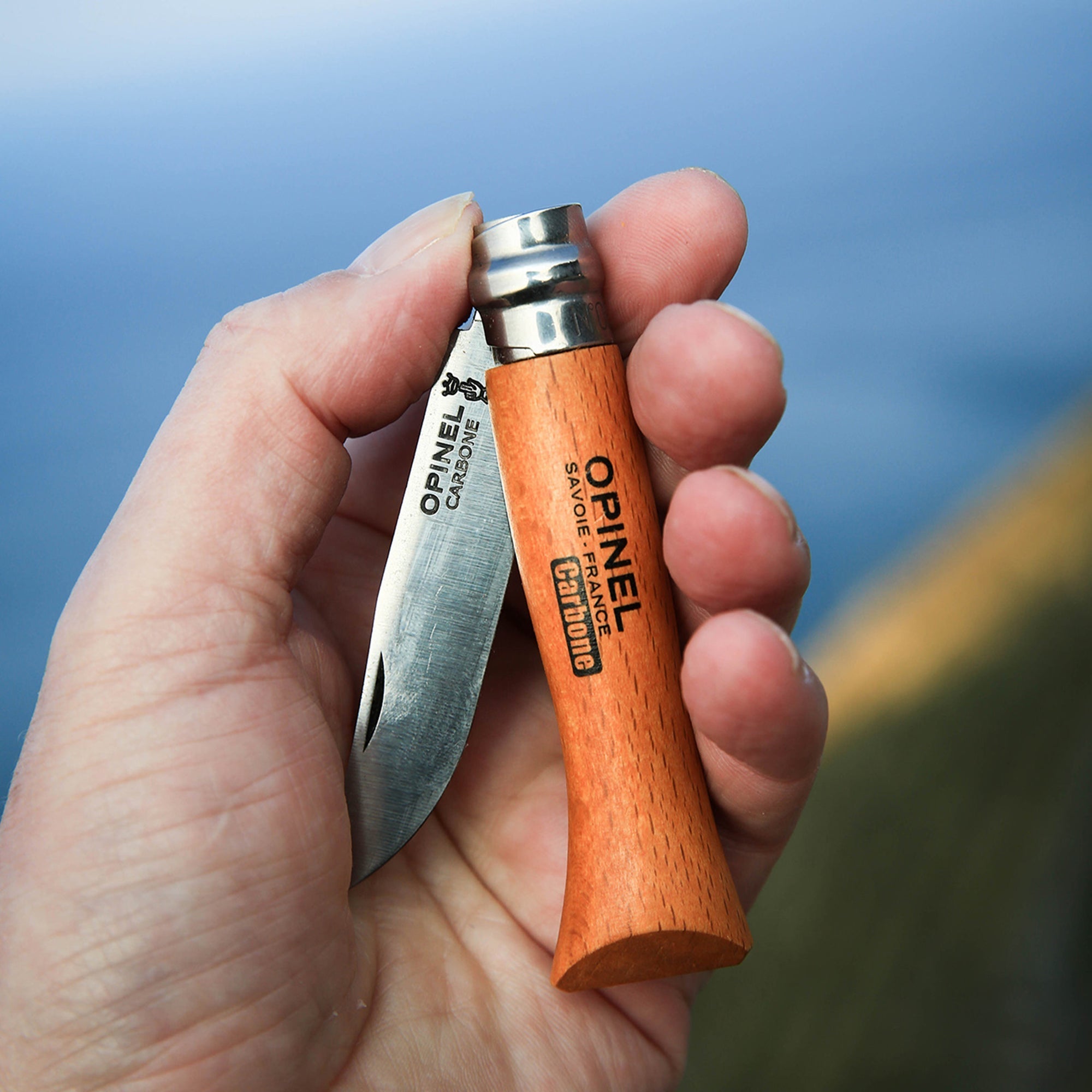 opinel-no-08-carbon-steel-folding-knife-with-faux-leather-sheath-varnished-beech image 3