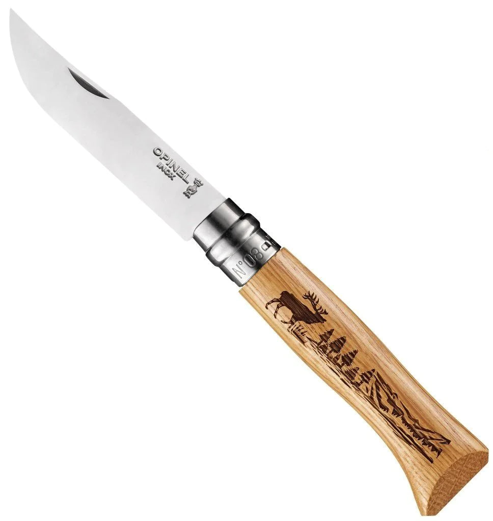 opinel-no-08-engraved-animalia-6-piece-box-set-oak-handle-folding-knives-with-en image 8