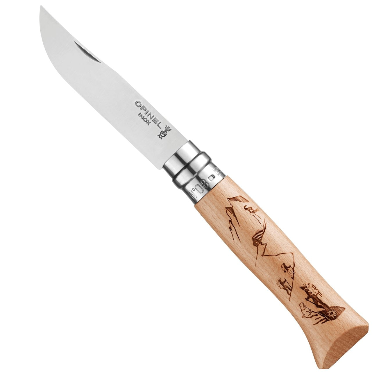 opinel-no-08-engraved-handle-folding-knife-alpine-adventures-collection image 2