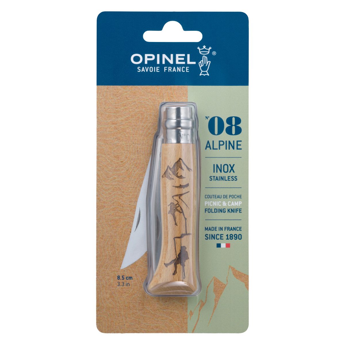 opinel-no-08-engraved-handle-folding-knife-alpine-adventures-collection image 8