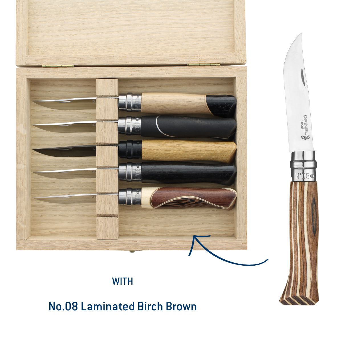 opinel-no-08-master-collector-box-set-6-piece-limited-edition-stainless-steel-fo image 1