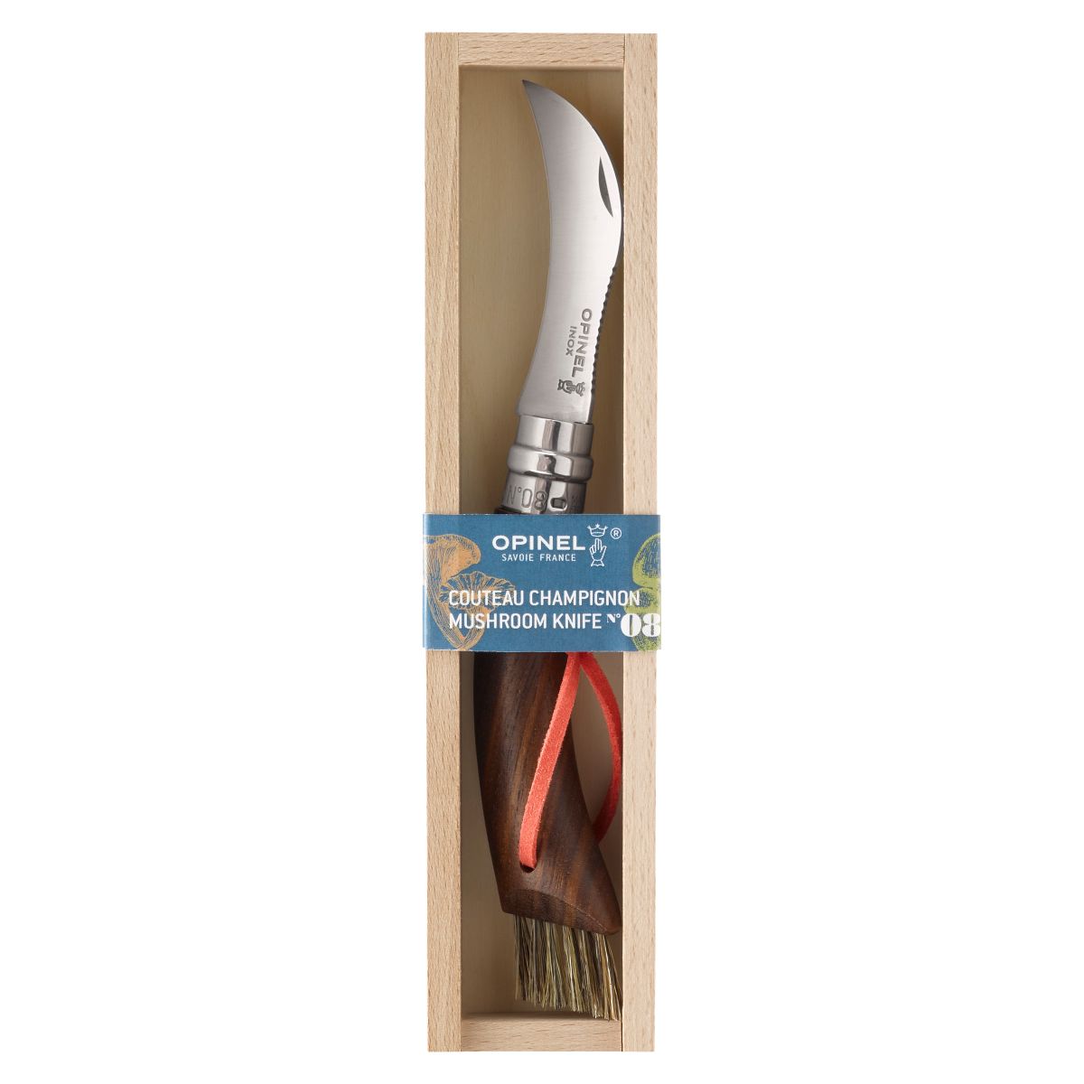 opinel-no-08-mushroom-knife-with-brush-black-walnut-handle-second-chance image 3