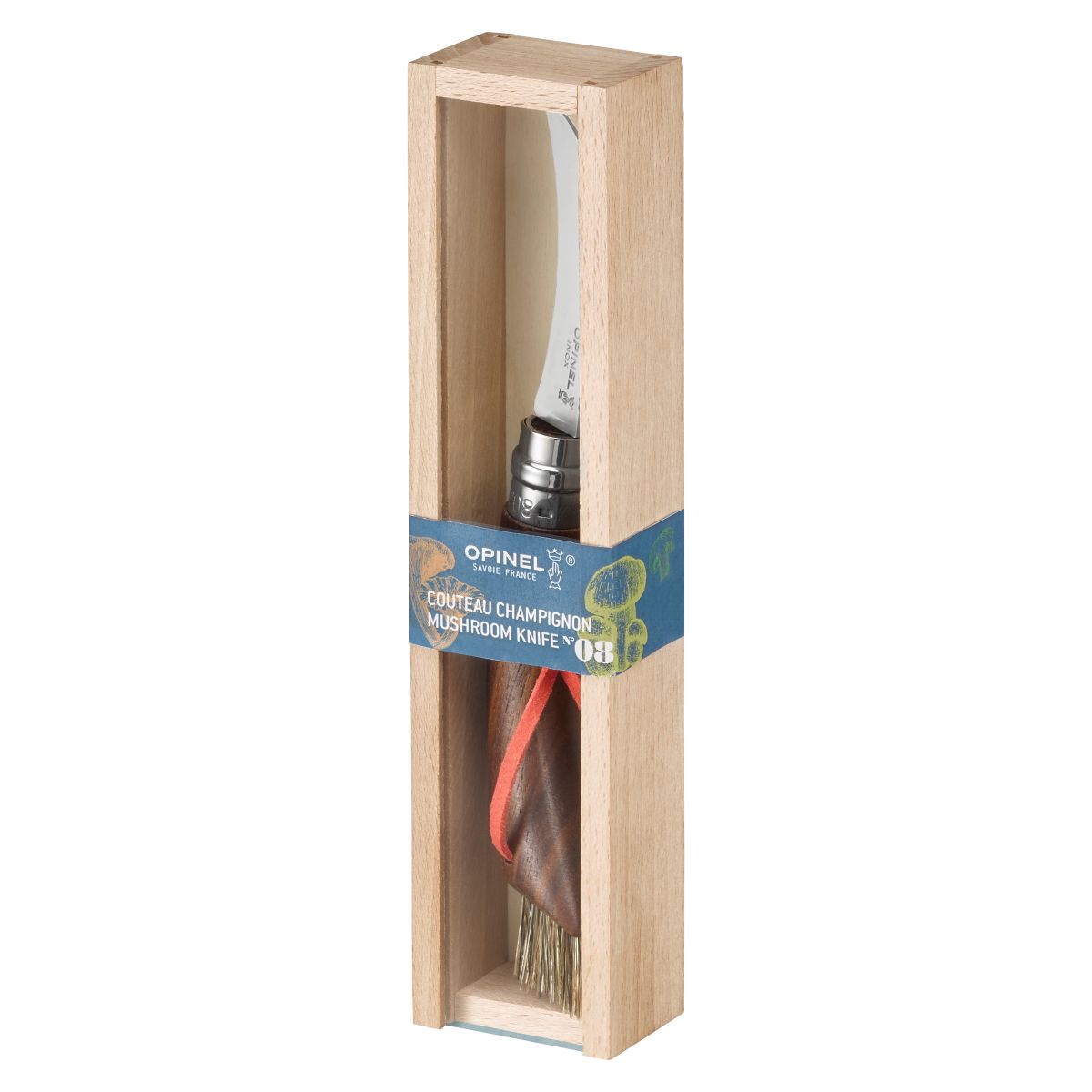 opinel-no-08-mushroom-knife-with-brush-black-walnut-handle-second-chance image 5