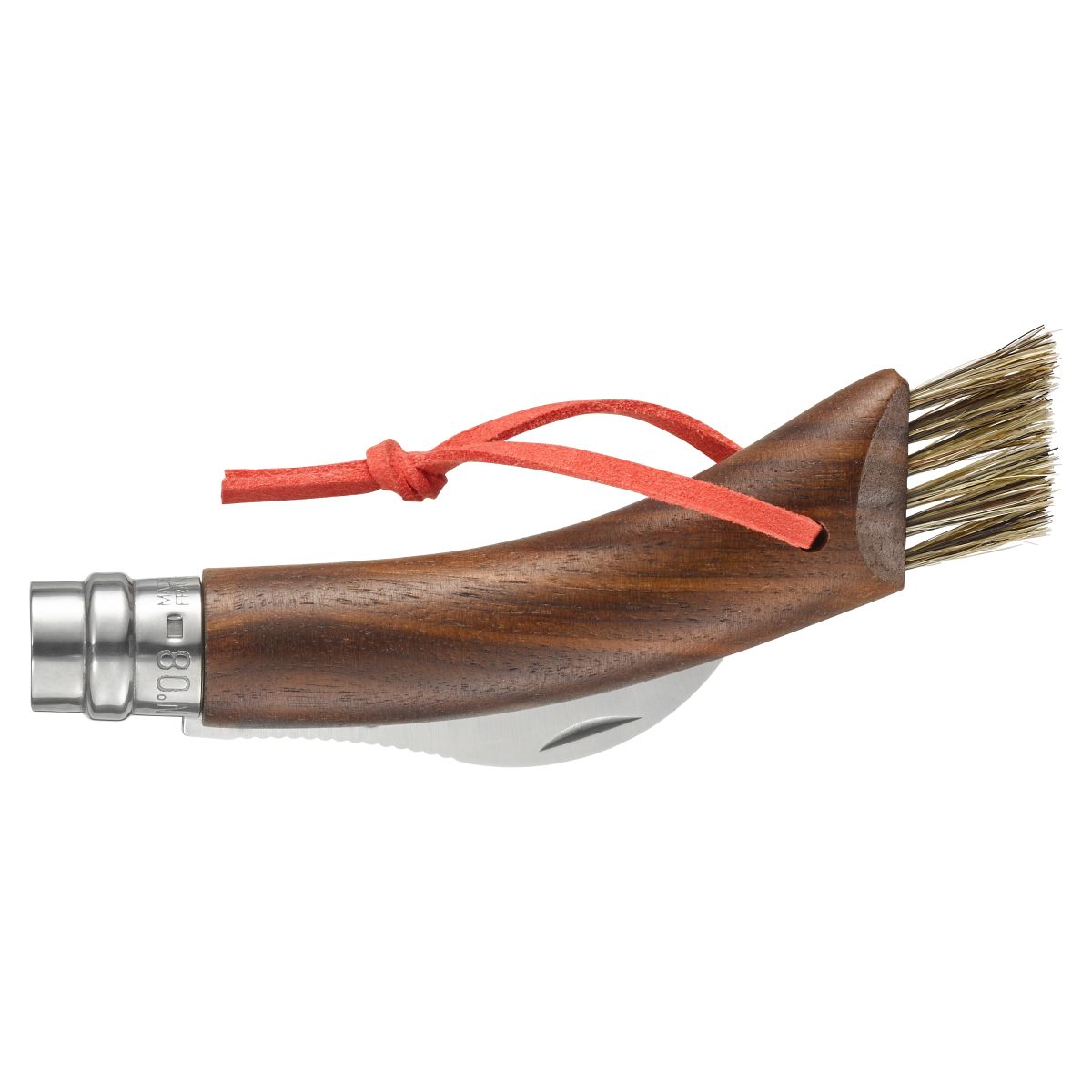 opinel-no-08-mushroom-knife-with-brush-black-walnut-handle-second-chance image 8