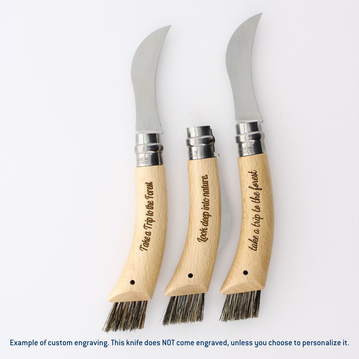 opinel-no-08-mushroom-knife-with-boar-bristle-brush-curved-stainless-steel-blade image 4
