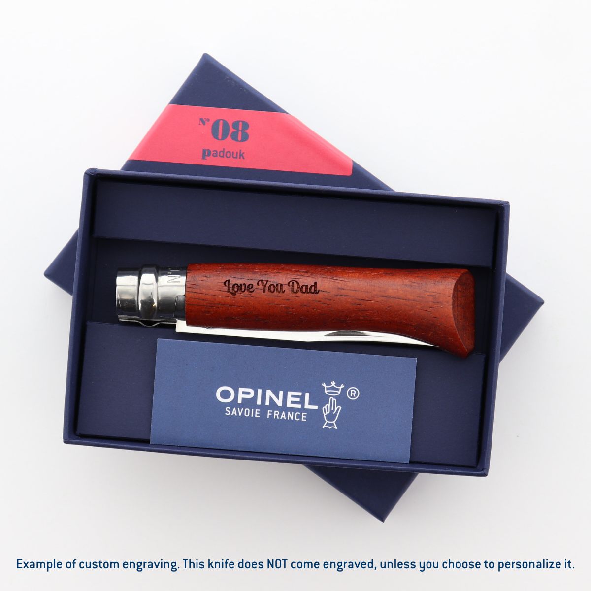 opinel-no-08-padouk-mirror-polished-stainless-steel-folding-knife-with-gift-box image 4