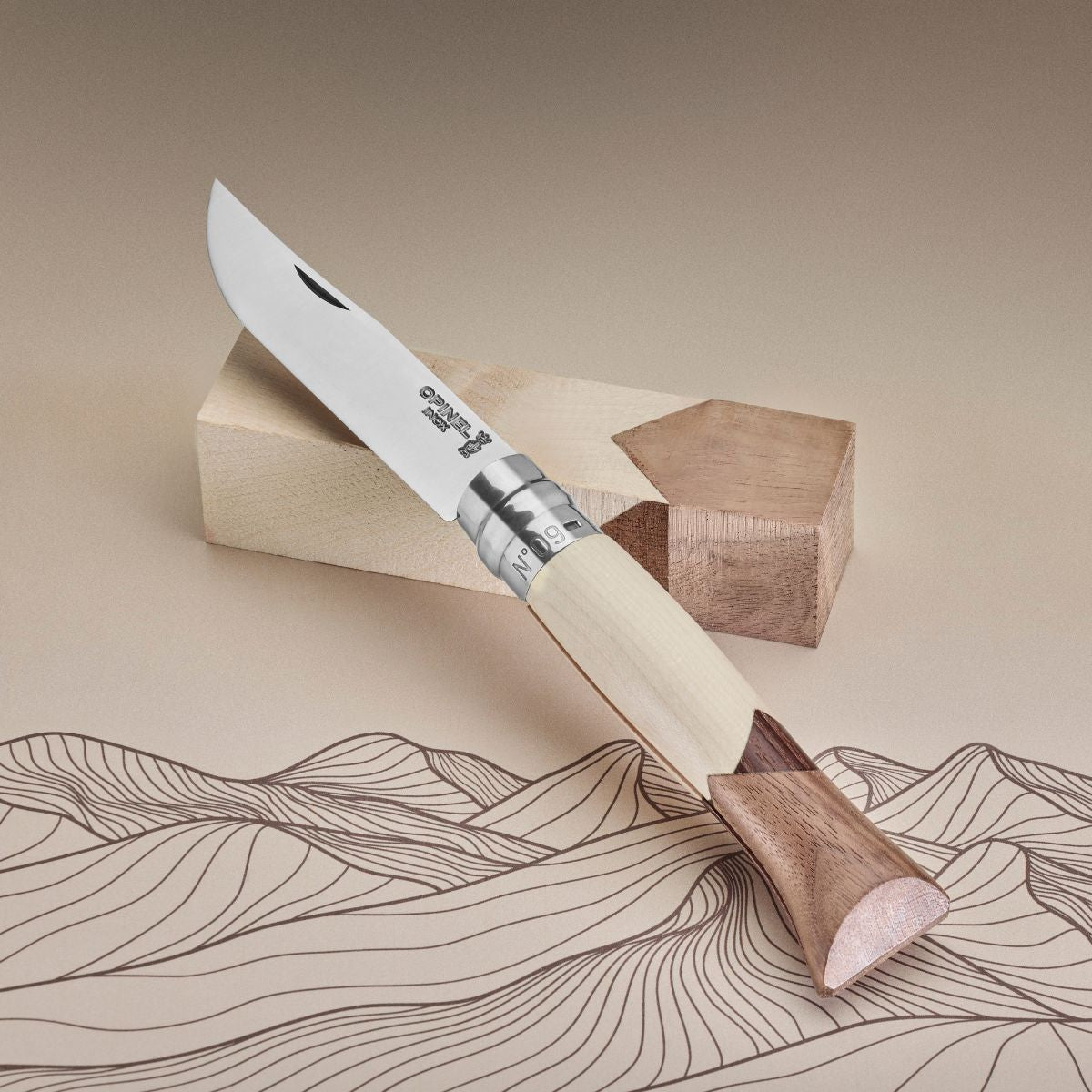 opinel-no-09-cime-stainless-steel-folding-knife-black-walnut-ash-sycamore-maple- image 2