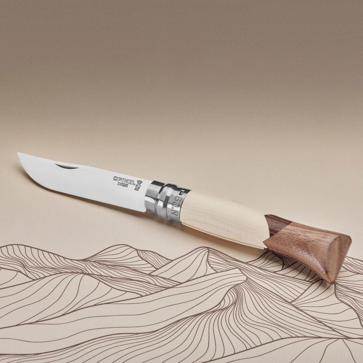 opinel-no-09-cime-stainless-steel-folding-knife-black-walnut-ash-sycamore-maple- image 4