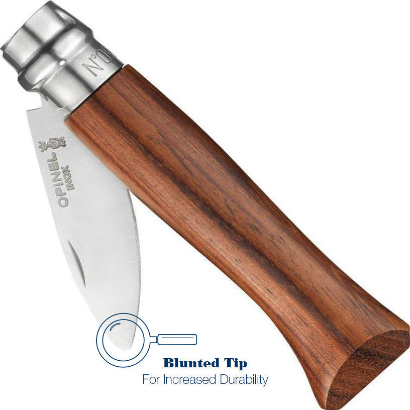 opinel-no-09-oyster-folding-knife-bubinga-wood-handle-blunt-tip-stainless-steel- image 2