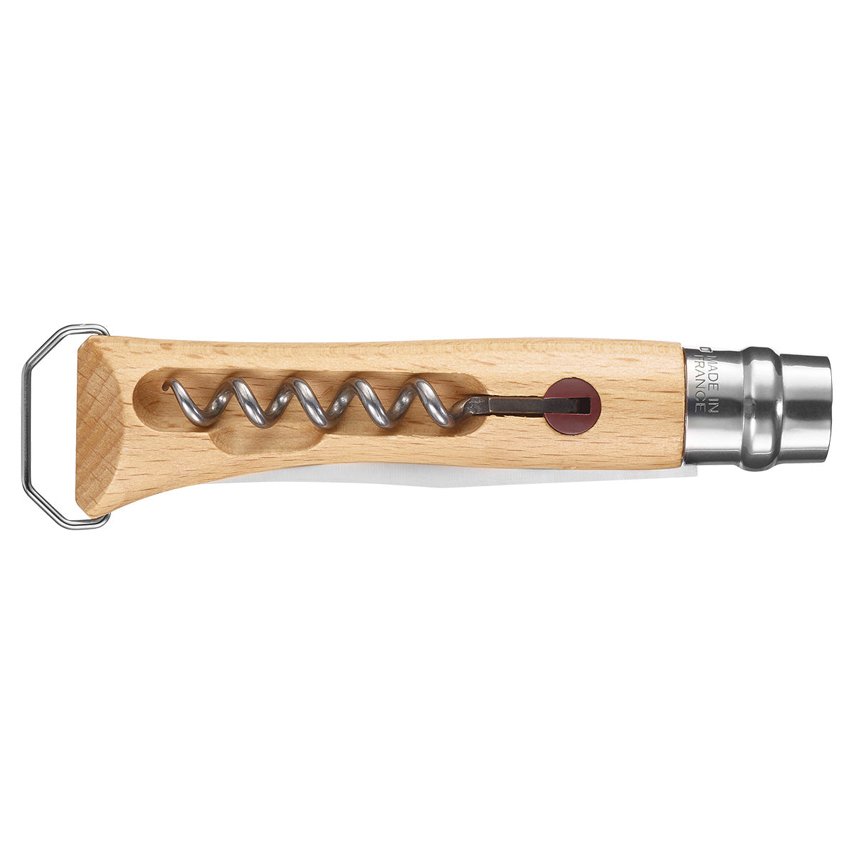 opinel-no-10-corkscrew-knife-beechwood-folding-pocket-knife-with-5-turn-corkscre image 4