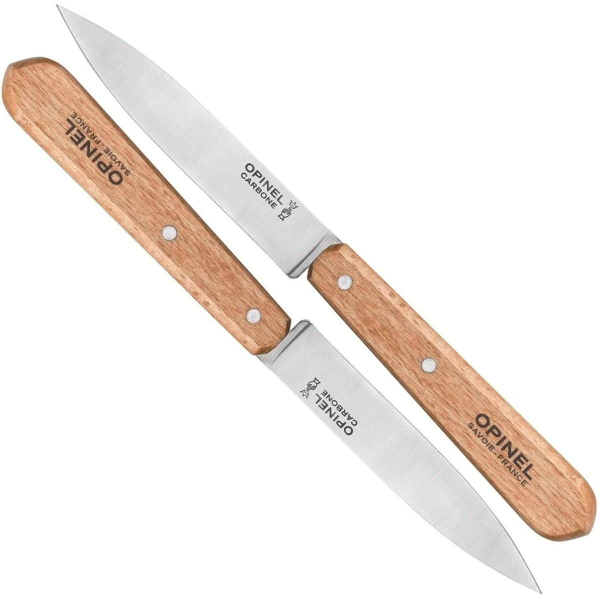 opinel-no-102-carbon-steel-paring-knife-set-of-2-second-chance-beechwood-handle- image 1