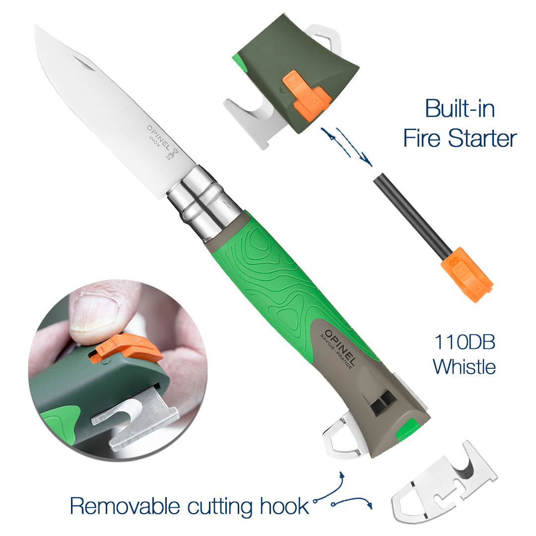 opinel-no-12-outdoor-explore-folding-knife-with-fire-starter-and-whistle-orange image 7