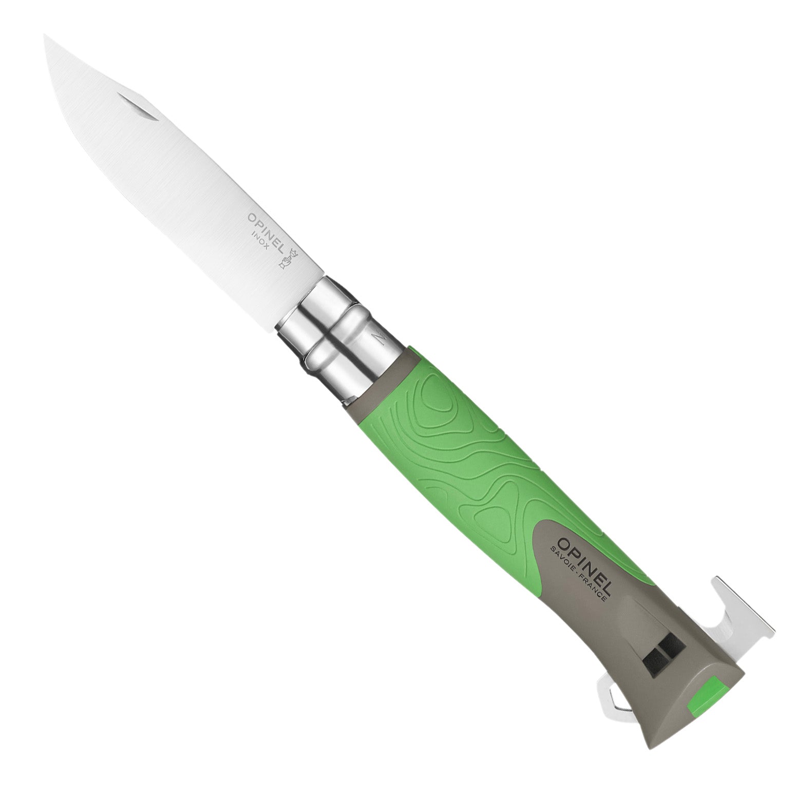 opinel-no-12-outdoor-explore-folding-knife-with-tick-remover-whistle-fire-starte image 3