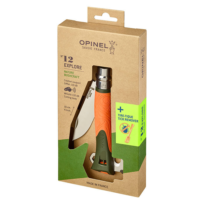 opinel-no-12-outdoor-explore-folding-knife-with-tick-remover-whistle-fire-starte image 7