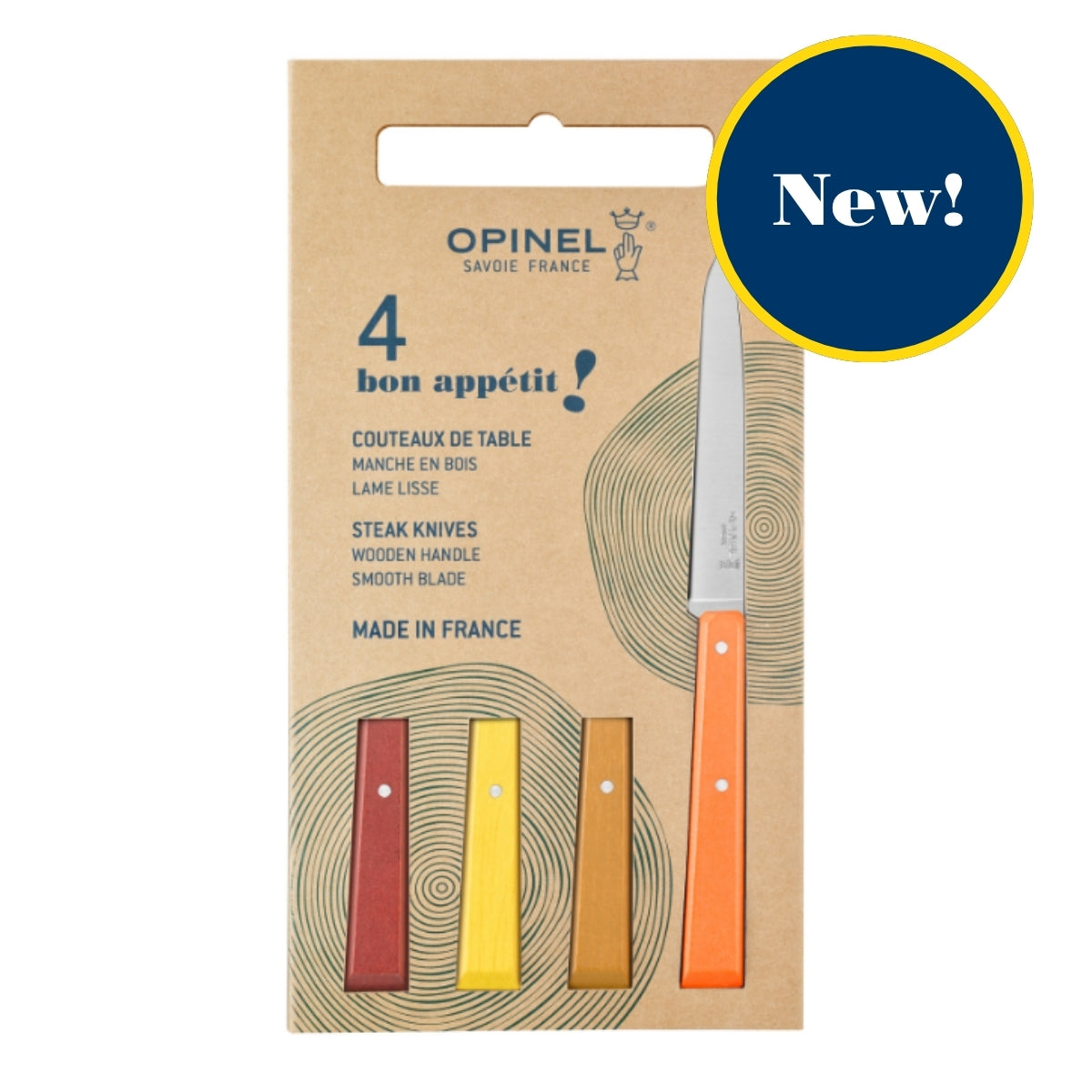 opinel-bon-app-tit-non-serrated-steak-knife-4-set-riveted-wood-handles-stainless image 1