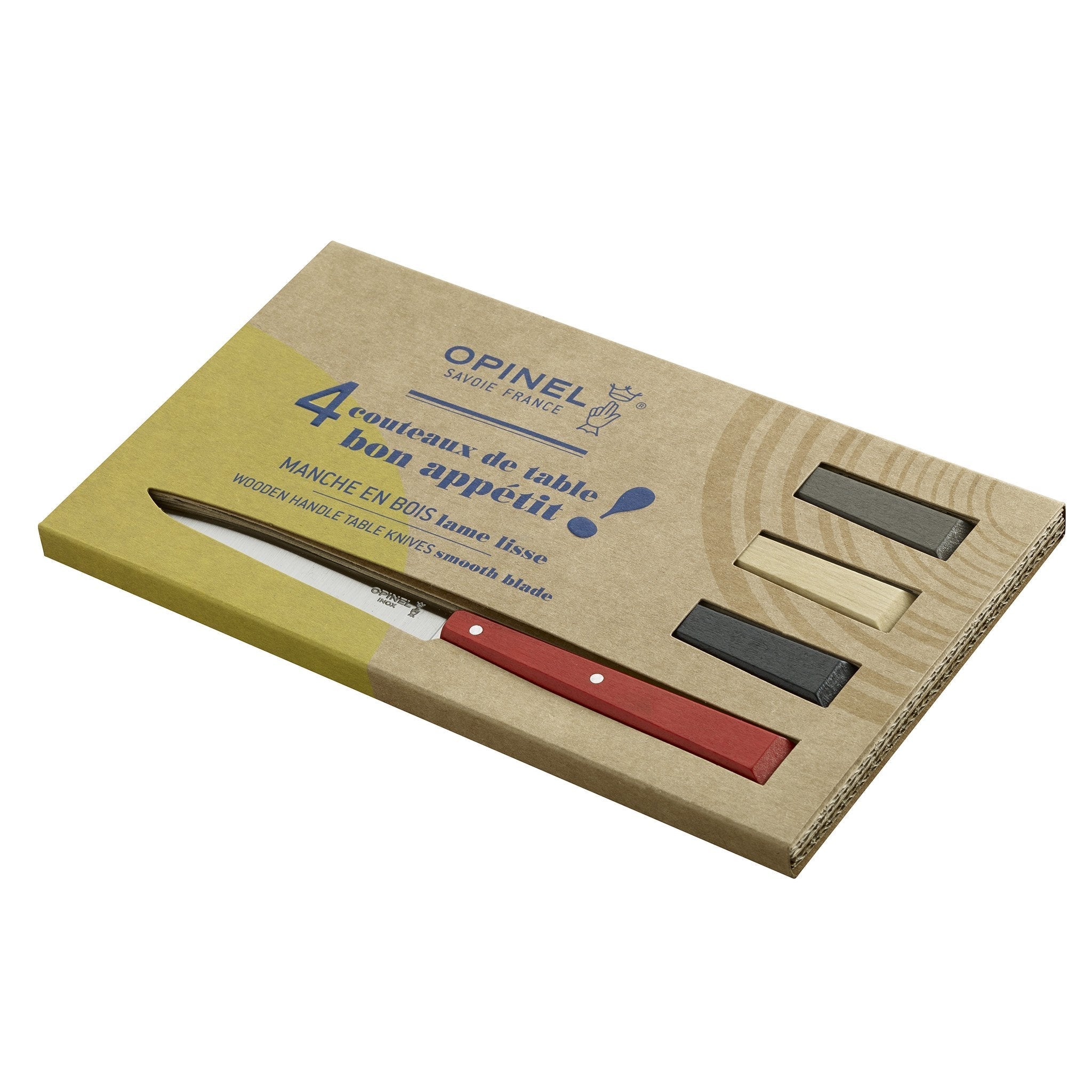 opinel-bon-app-tit-non-serrated-steak-knife-4-set-riveted-wood-handles-stainless image 4