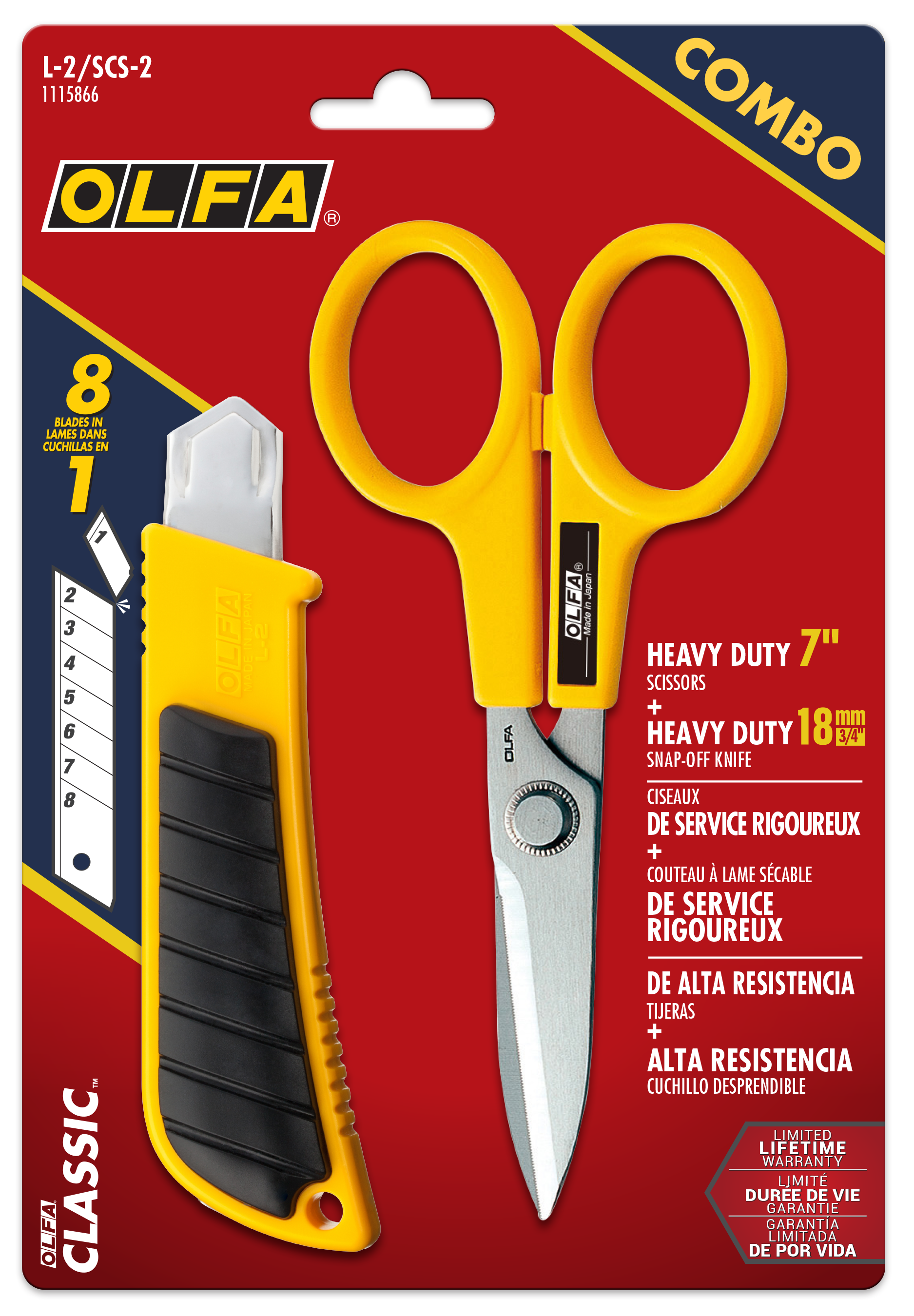 olfa-l-2-scs-2-heavy-duty-ratchet-lock-utility-knife-with-7-heavy-duty-scissors- image 1