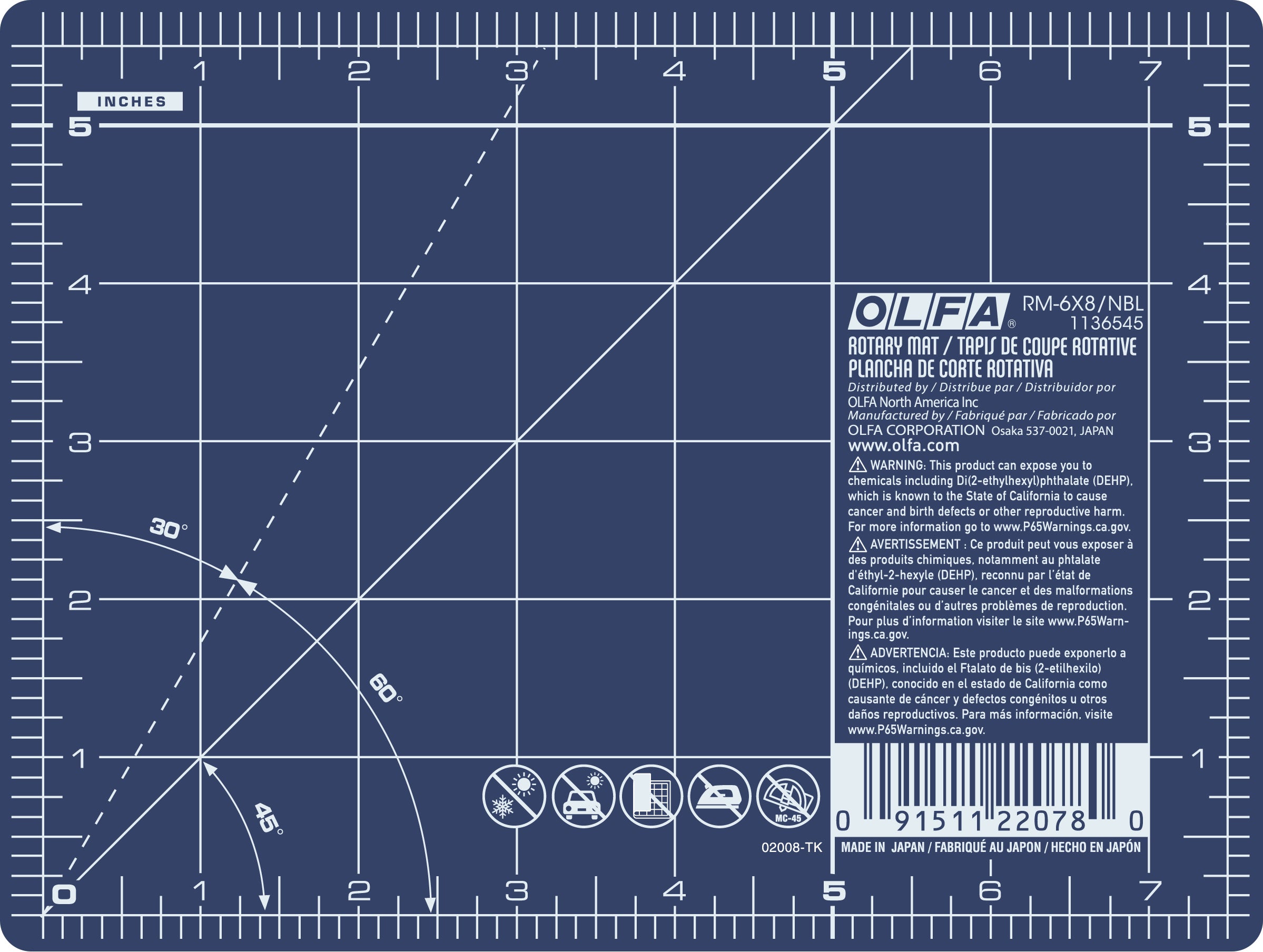 olfa-rm-6x8-6x8-inch-double-sided-self-healing-rotary-mat-navy image 1