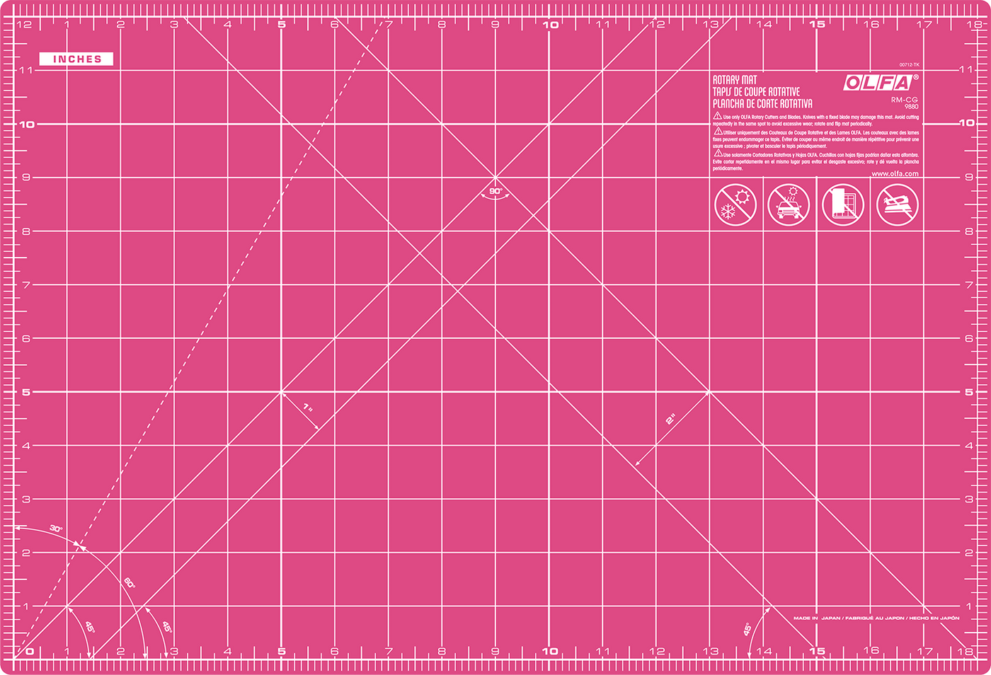 olfa-rm-cg-pik-12-x-18-double-sided-self-healing-rotary-cutting-mat-pink-triple- image 1