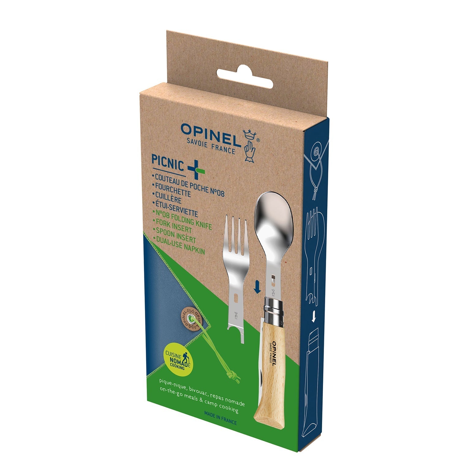 opinel-picnic-set-with-no-08-stainless-steel-folding-knife-fork-and-spoon-cutler image 6
