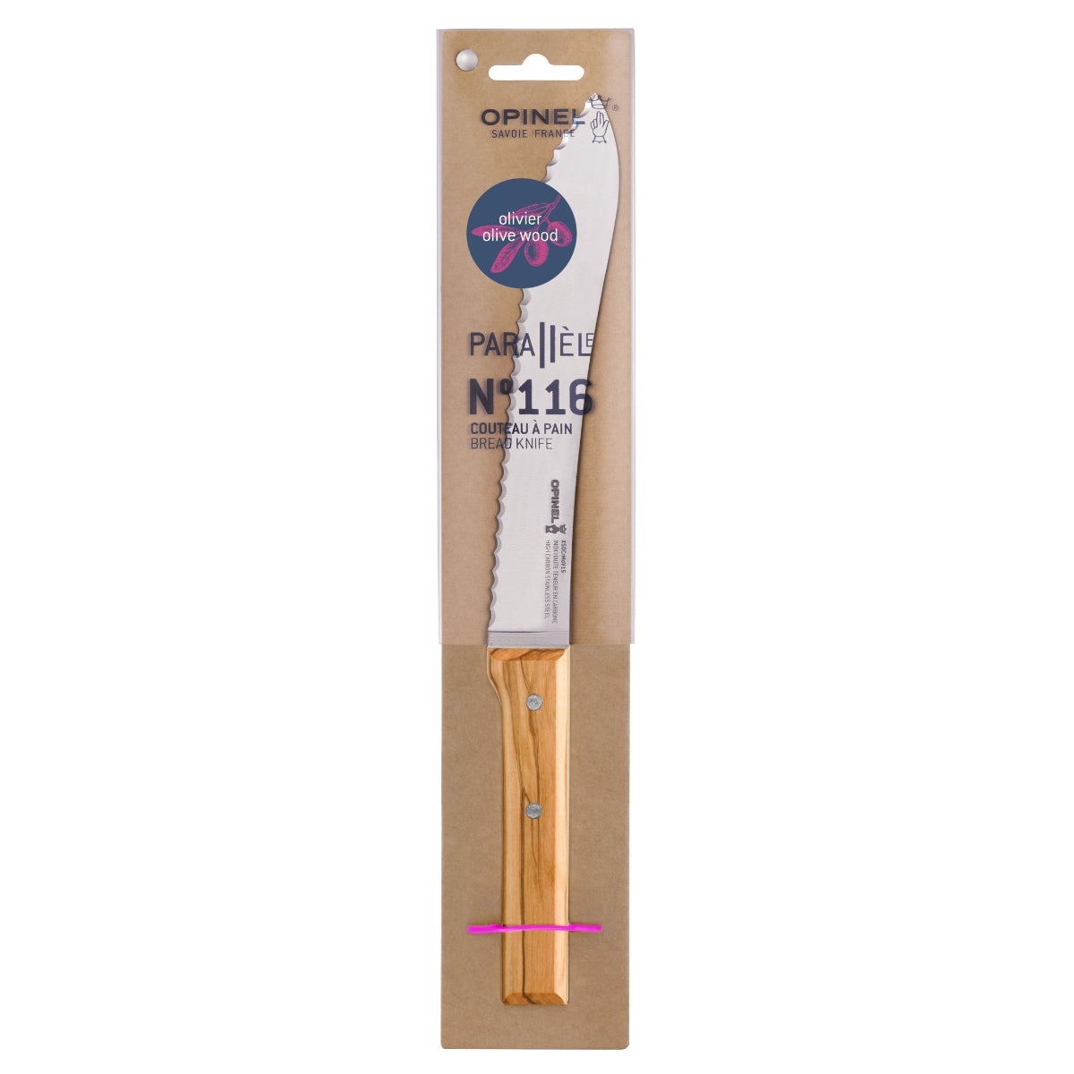 opinel-parallele-8-serrated-bread-knife-with-olive-wood-handle image 4