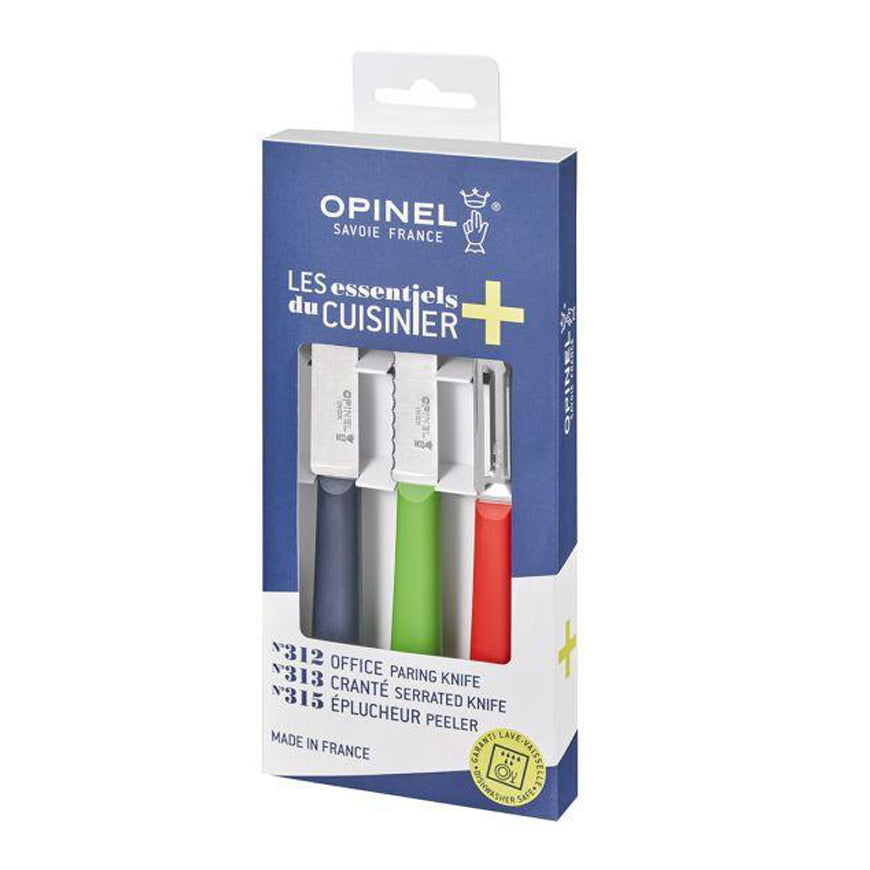 opinel-essential-small-kitchen-prep-knife-set-with-paring-knives-and-peeler-dish image 2