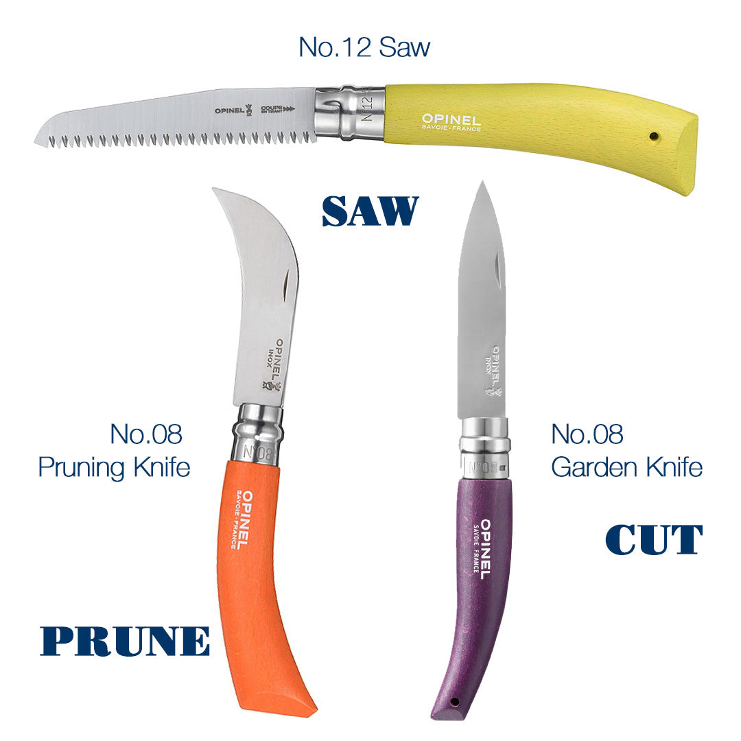 opinel-stainless-carbon-steel-garden-knife-trio-3-colors-no-12-folding-saw-no-08 image 3