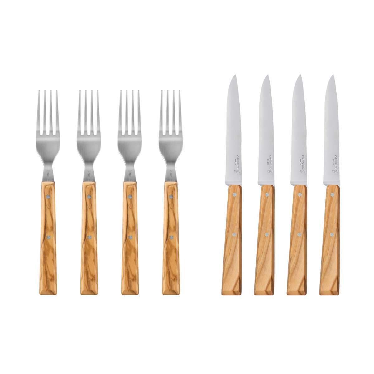 opinel-table-au-soleil-8-piece-flatware-set-4-sylve-olive-wood-forks-and-4-bon-a image 3